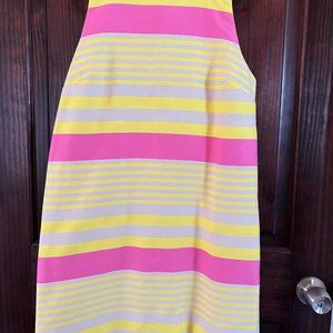 Loft, Shift Dress Pink, Yellow, Tan, Size 8